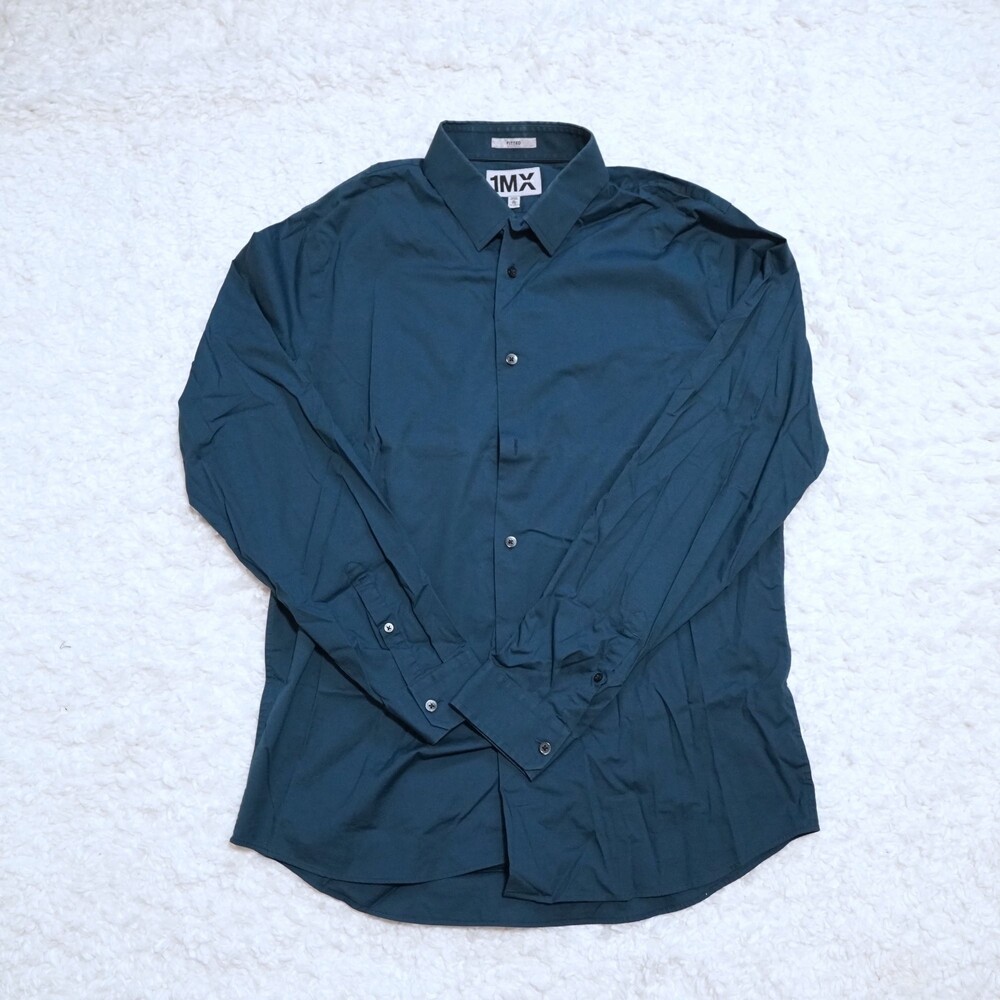 Express Fitted Button Dress Shirt Teal Men's Size XL